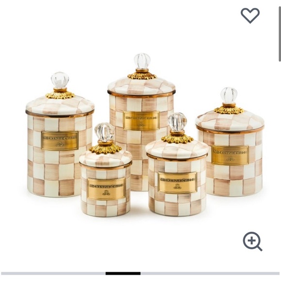 McKenzie-Childs Capiz Tile Canister- Cream & Gold - Picture 6 of 6